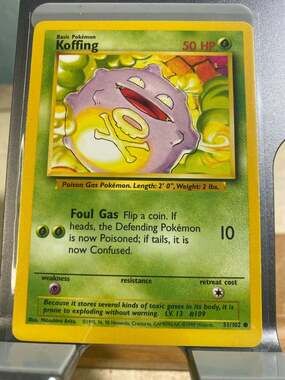 Pokémon Koffing 51/102 Base Set Unlimited 1999 shadowless